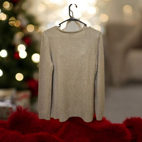 Sweater by Croft & Barrow beige Holiday Christmas ready - Picture 2 of 12